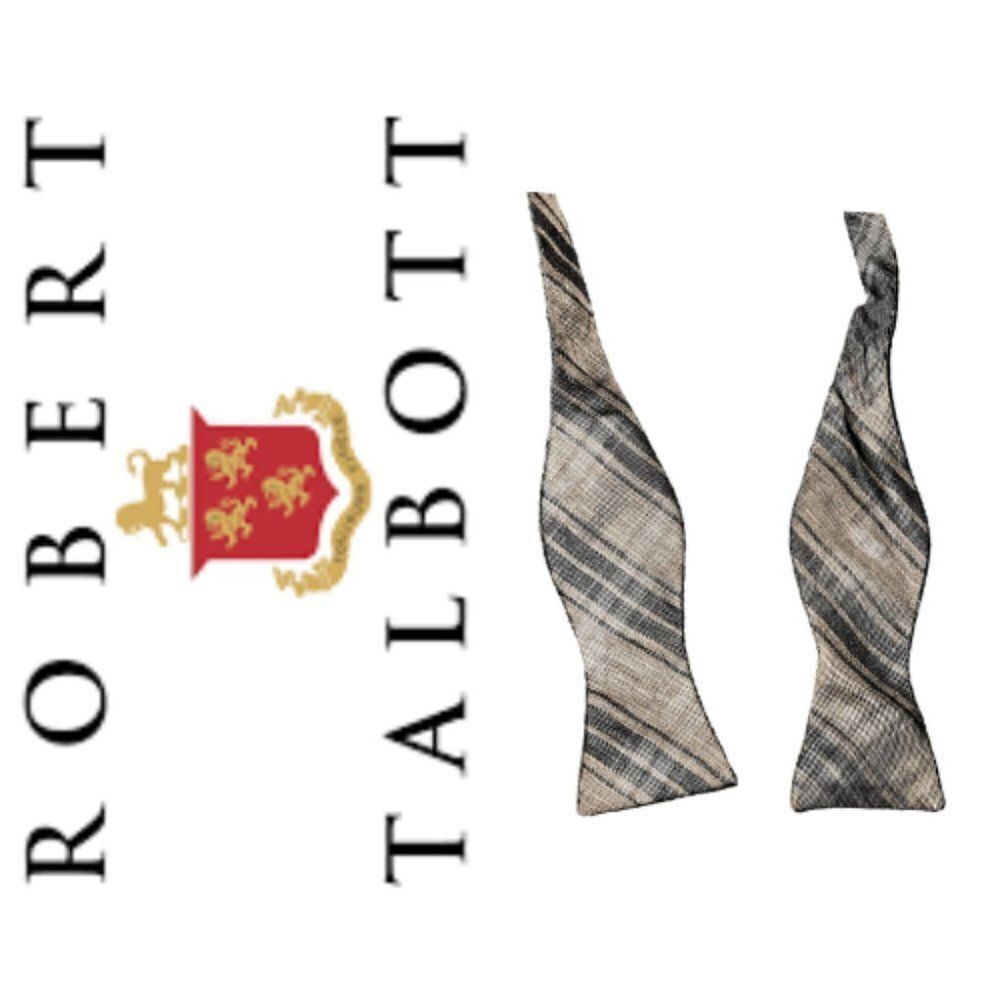 Robert Talbott Best Of Class Men's Tan & Gray Bow Tie Size OS